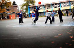 In the paint at T.T. Minor Elementary, one  of seven school Manhas proposed to close.