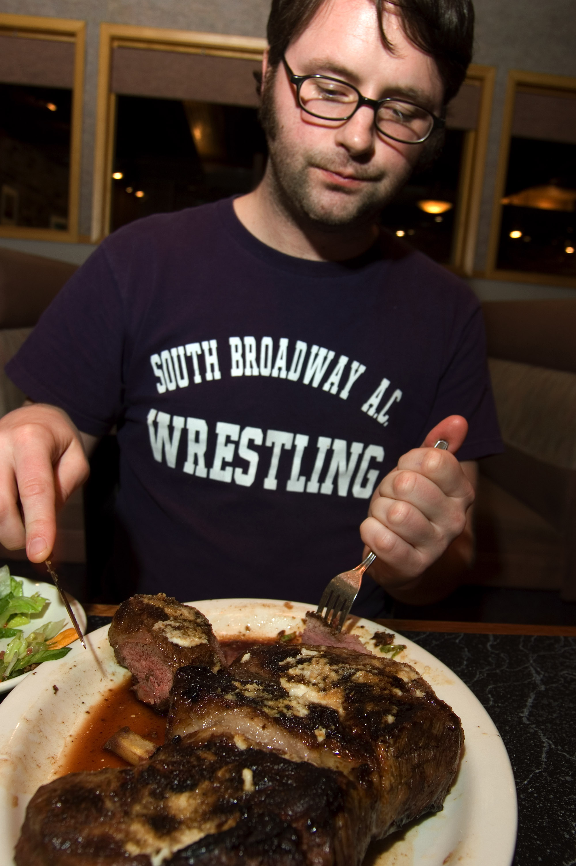 This editor prepped for his 72-ounce steak with two glasses of bourbon. No comment on his pre-editing ritual.