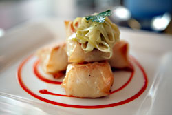 Scallop strudels, wrapped in phyllo.