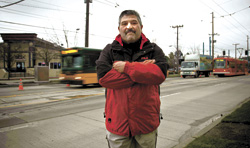 Stix brewmaster Tom Munoz’s business has taken a hit since construction began on the city’s 2.6-mile trolley route.