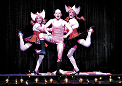 Getting his Rocky Horror on: Cabaret’s Garrison in the center.