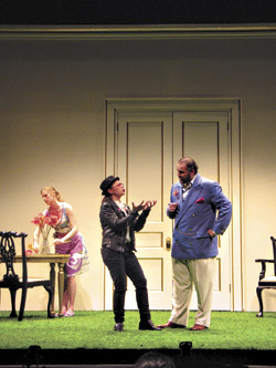 Act up:Altiveros (center) with Giardiniera cast members.