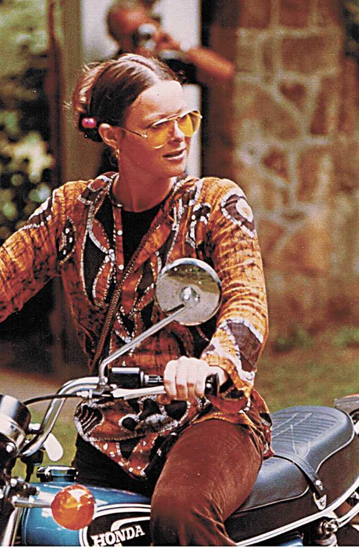 Brown on a motorcycle in New York in 1968.