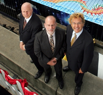 Willms (smiling at right) at the China8 launch in 2007.