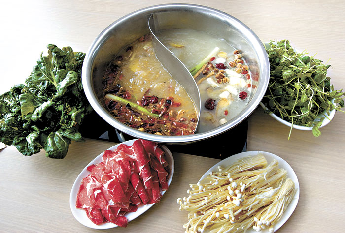 The yin/yang hot pot: healing on the right, pain on the left.