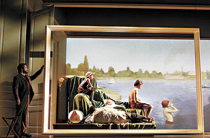 Heading toward Sunday: Panaro (left) as Seurat with an earlier experiment.