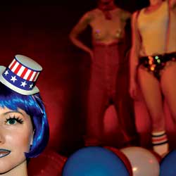 Mason (foreground), with Kuehner in pasties and Gilliam in socks.