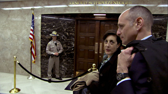 Schlosser (at right) is among the talking heads.