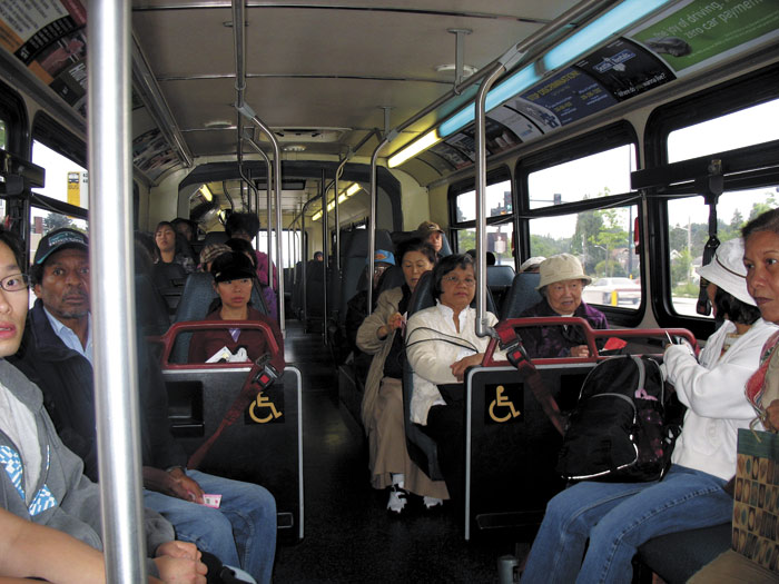 Buses are still the commute of choice for minorities heading from neighborhood to neighborhood.