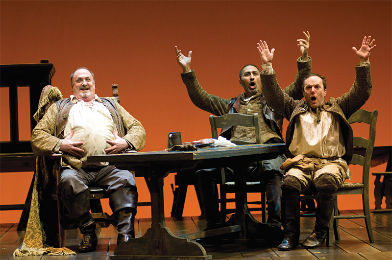 Rose (left) and comrades, waxing Falstaffian.