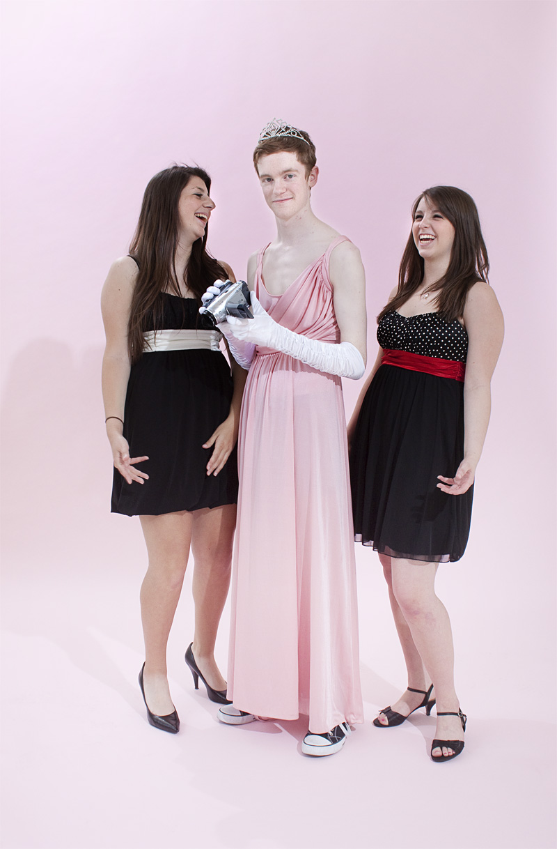 Teen director Nicholas Terry, with Senior Prom actresses Lynsey Lorraine (left) and Megan Gisler.