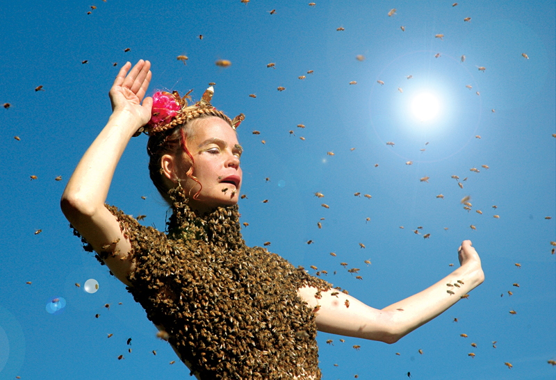Hasn't she seen Nicolas Cage in The Wicker Man? Those bees are dangerous!