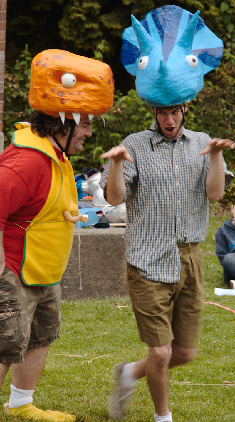 Cast members Aaron Allhouse (left) and Nathan Pringle embrace the silly.
