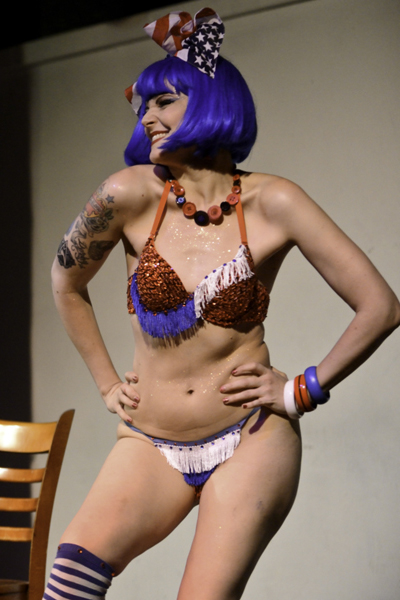 Lady Drew Blood prepares to compete for Most Consistent Assle Twirl