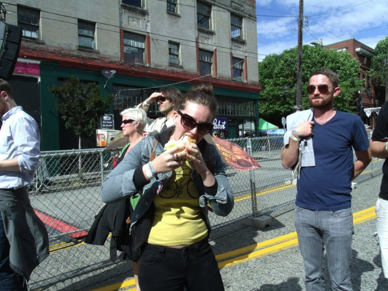 Kierstyn from Chico, CA masters a Monster Dog during Father John Misty.