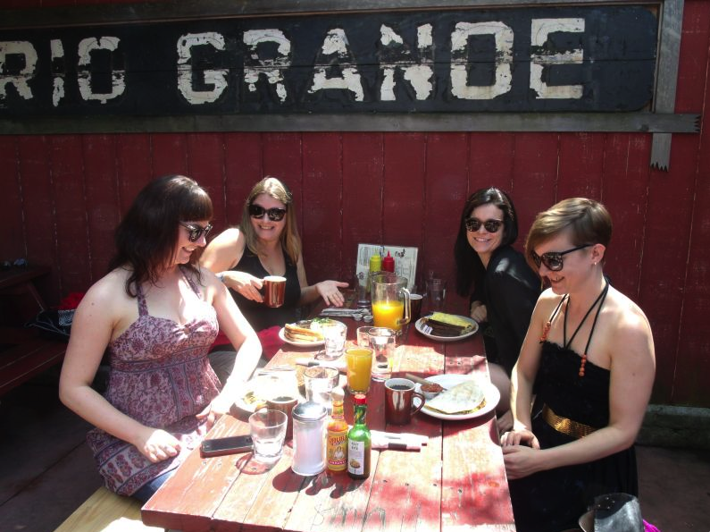 Loraine, Becky, Thayer and Jen from Vancouver, BC pre-funk with a Western brunch and Mimosas by the pitcher at LindaaE™s.