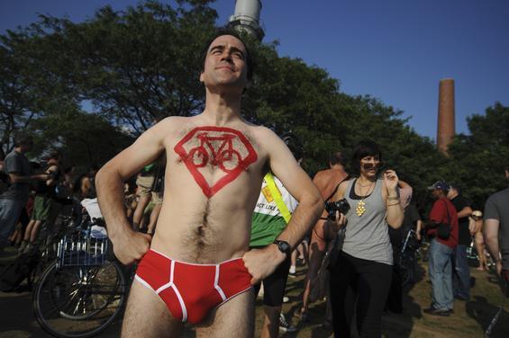 One part critical mass and one part nudist expression, the World Naked