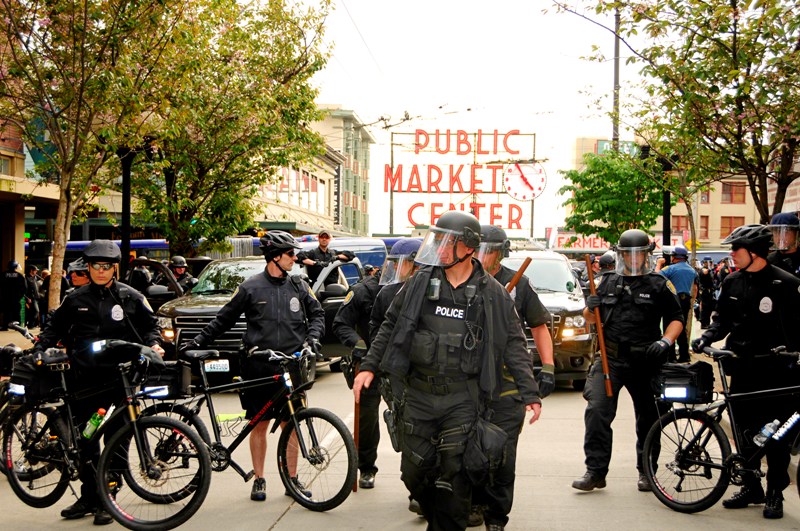 Participants in the annual May Day march for social justice started in