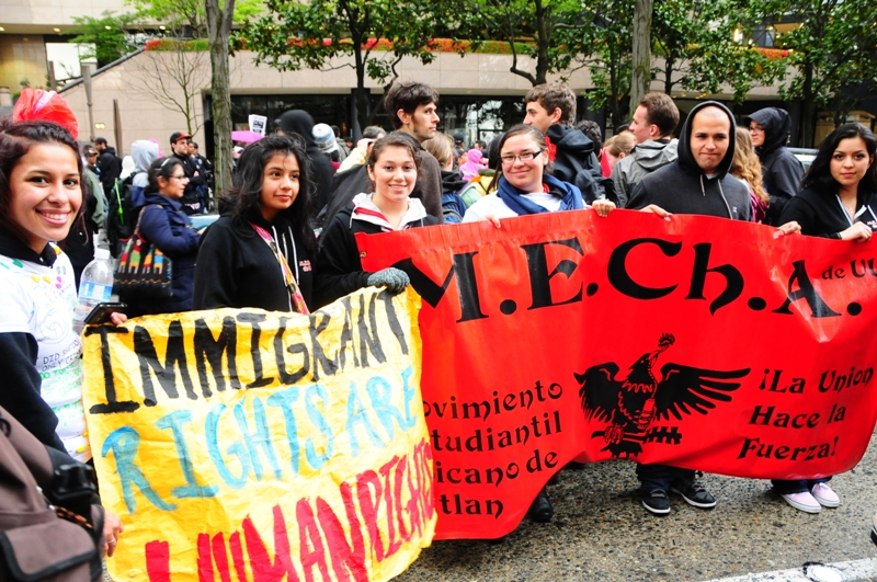 Participants in the annual May Day march for social justice started in