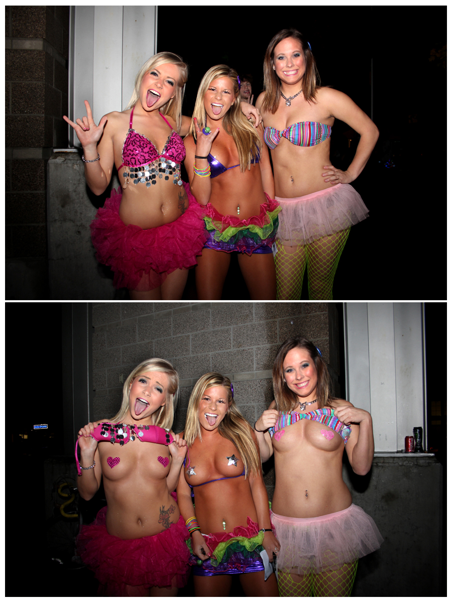 Quote from one of the girls: OMG can you take a photo of us showing our tits?! Other girl: OMG i hope my father doesn't see this.  Other girl: OMG look at us, we look soooo hot!!! Can you tag us in it please.