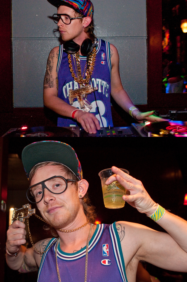 DJ Bgeezy rockin the authentic 90's duds as usual!