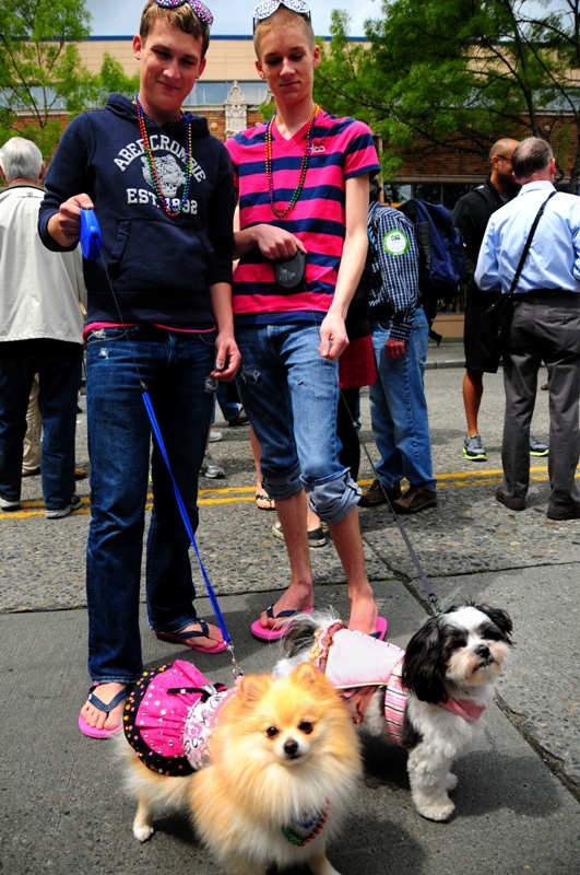 Porter and Sophie with their human companions Danny Schaub and Jordan Rayburn.