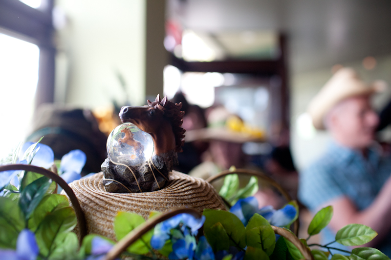 Everyone sipped mint juleps and donned a big hat, complete with flowers