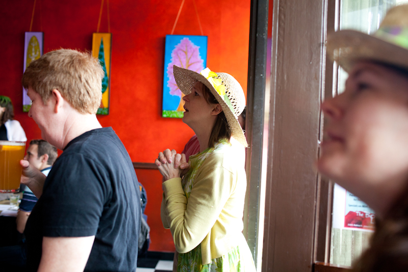 Everyone sipped mint juleps and donned a big hat, complete with flowers