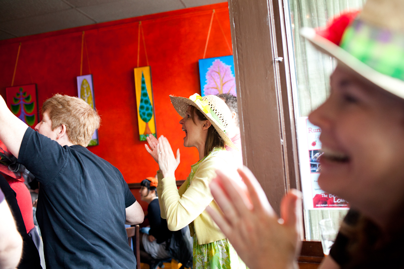 Everyone sipped mint juleps and donned a big hat, complete with flowers