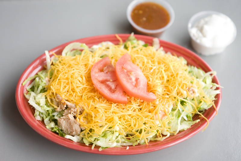 Taco salad with chicken.