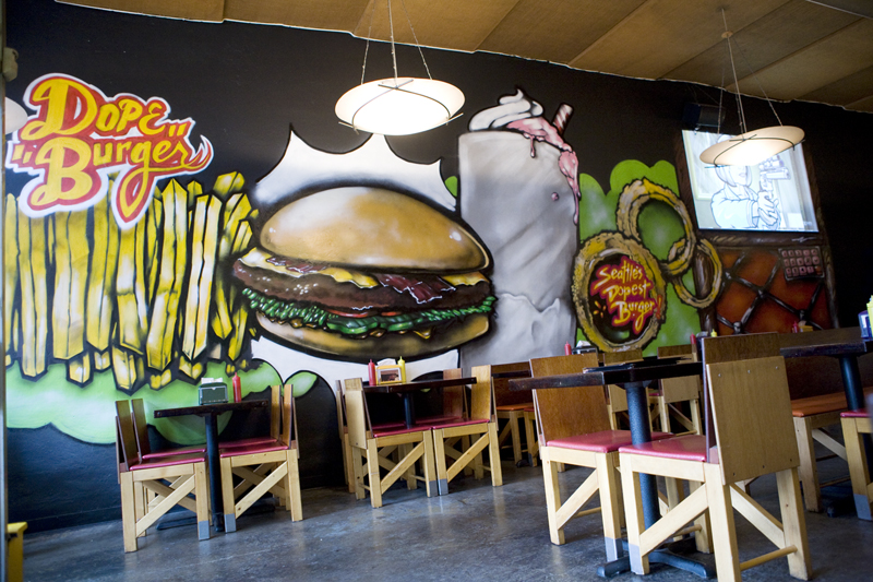 Dope Burger's 'dope' interior.