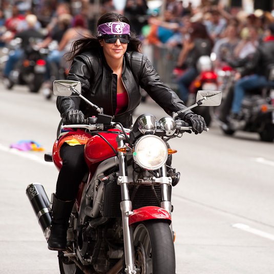The dykes on bikes who took part in June's Pride Parade made motorcycling look pretty hot.