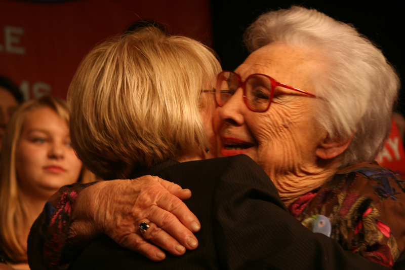 Murray began hugging supporters.