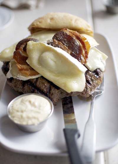 At The Counter, a build your own burger joint, you can add brie cheese and applewood smoked bacon to your patty, along with a plethora of sauces: apricot sauce, ginger soy glaze, russian dressing. Yum, right?