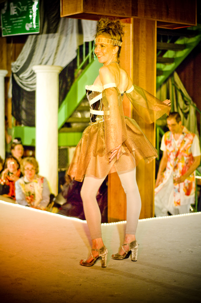 The U-District's Green Chair Project put together this lovely bustier dress made of screens and discarded window dressings.