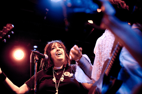 Warnick yucks it up at the reunion of the Fastbacks at The Crocodile on Tuesday, April 7, 2009.