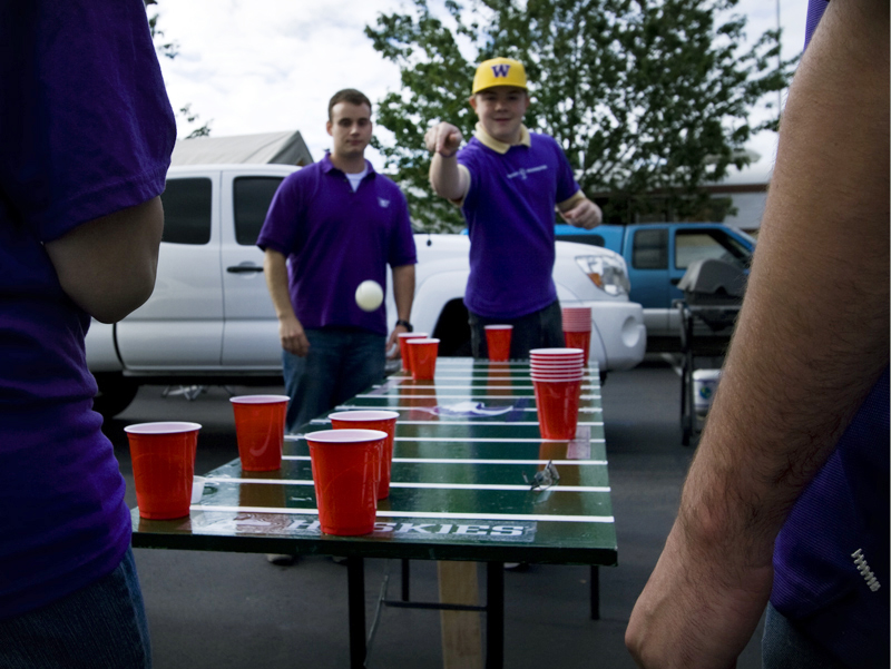 Seattle People: Husky Tailgate Edition: Pong: an integral part of the tailgate process.