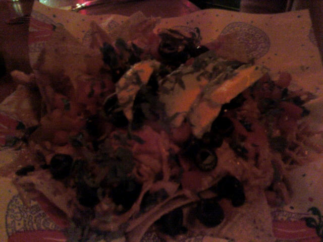 Chupacabra's vegan nachos: overprocessed goop.