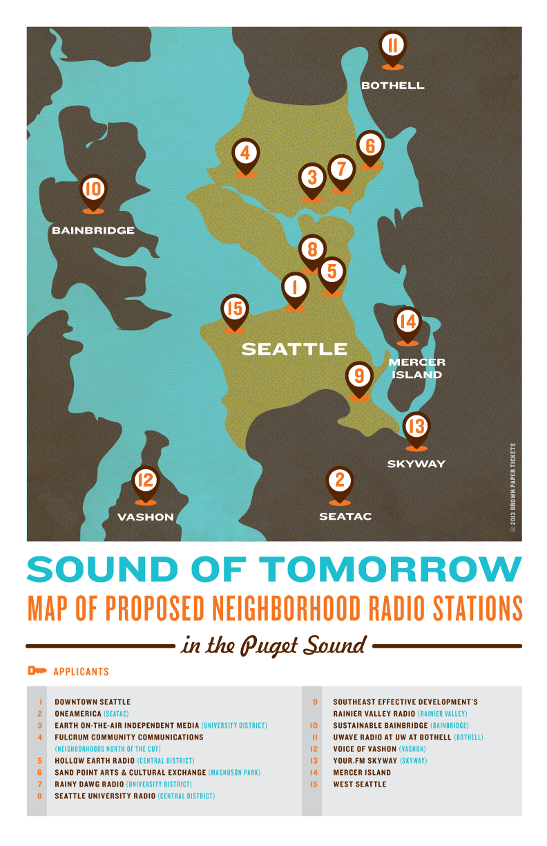A map of the potential radio future for Seattle (Courtesy Brown Paper Tickets)