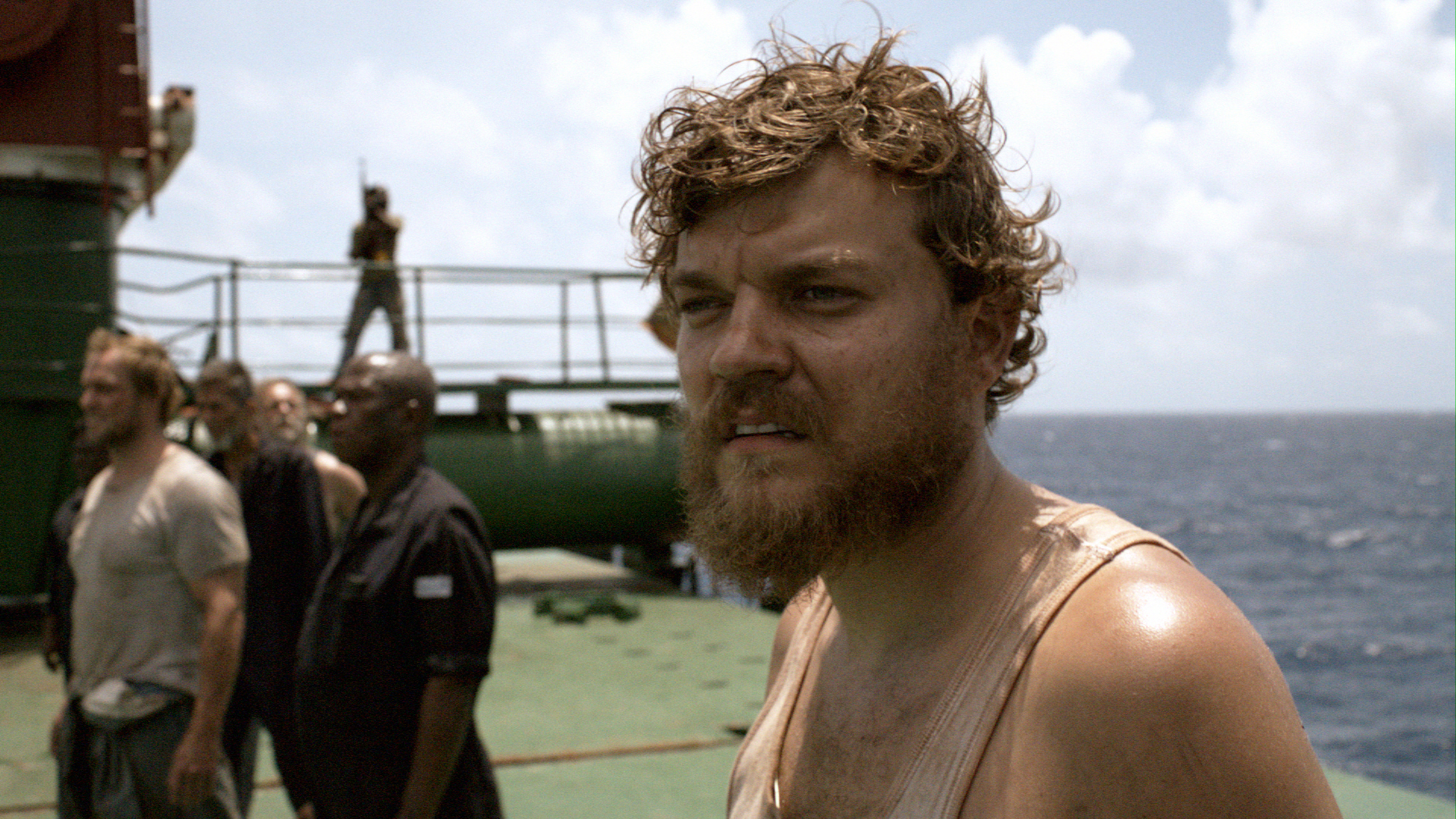 Pilou Asbæk as the captive cook in A Hijacking.