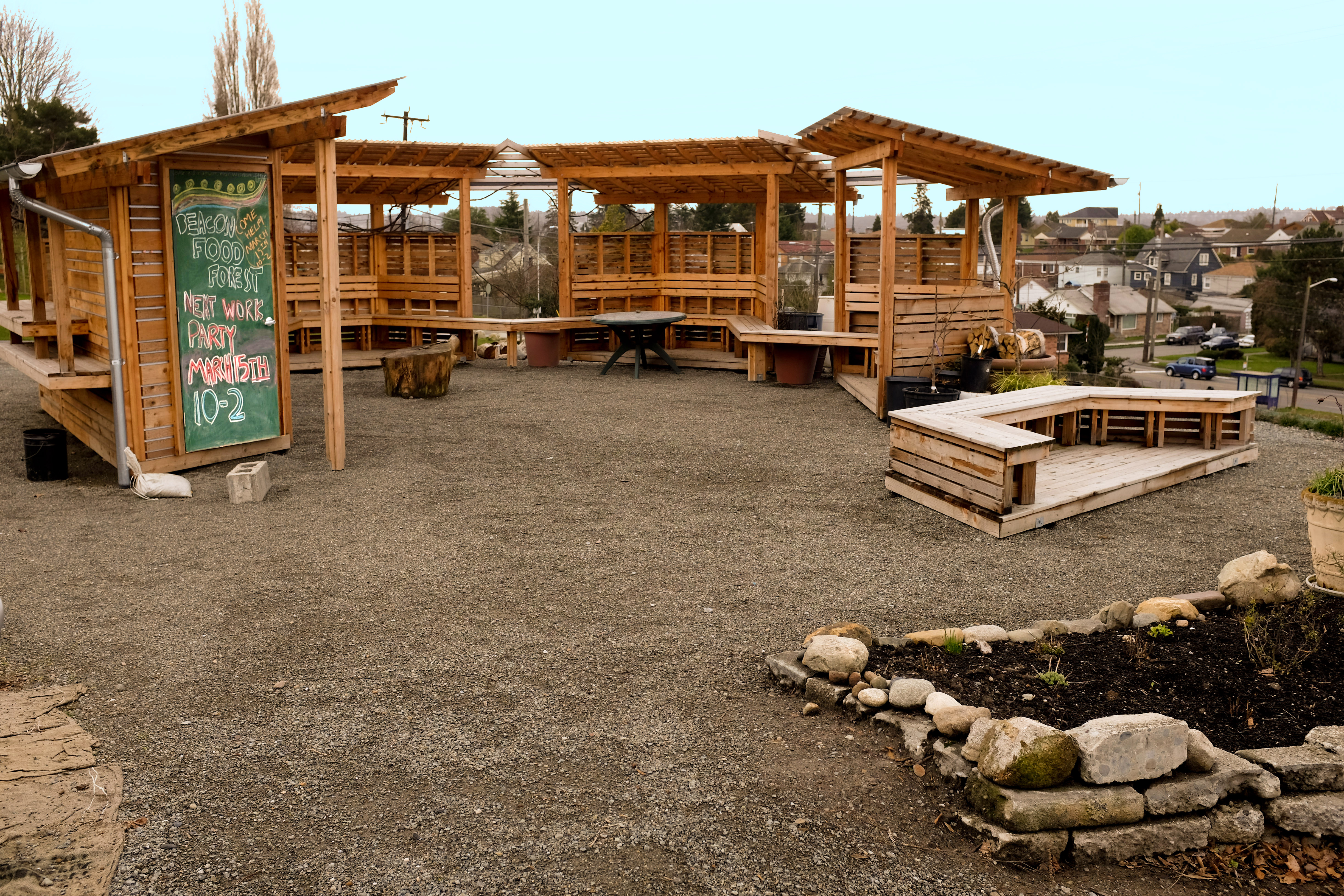 The gathering plaza at the Beacon Food Forest.