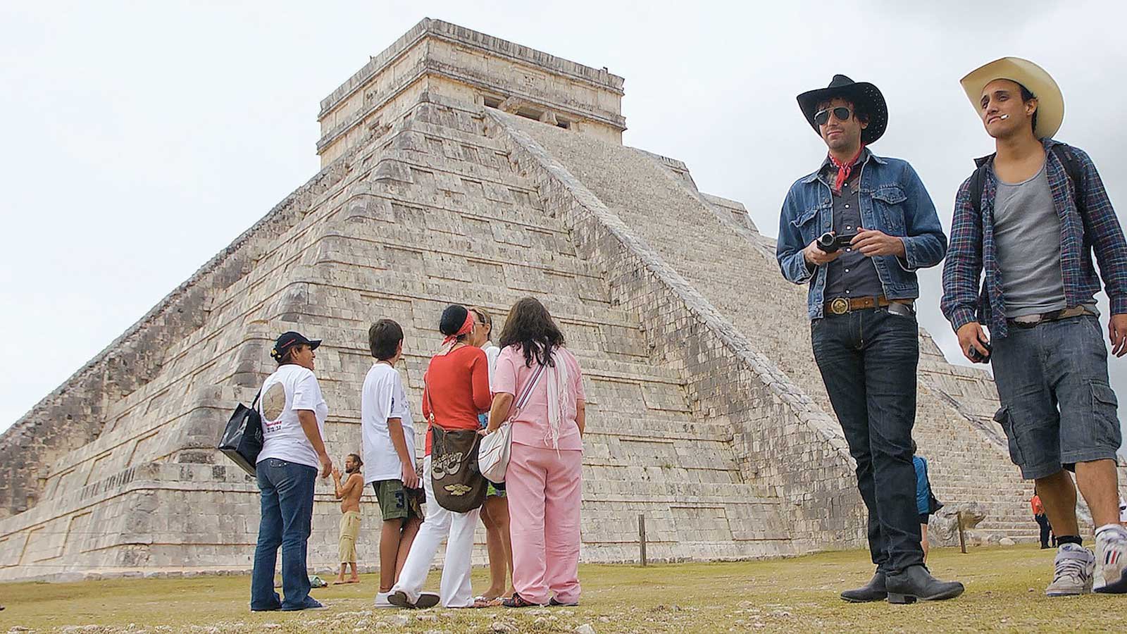 Perry (left) and Rodriguez at Chichen Itza.M'Aidez Films