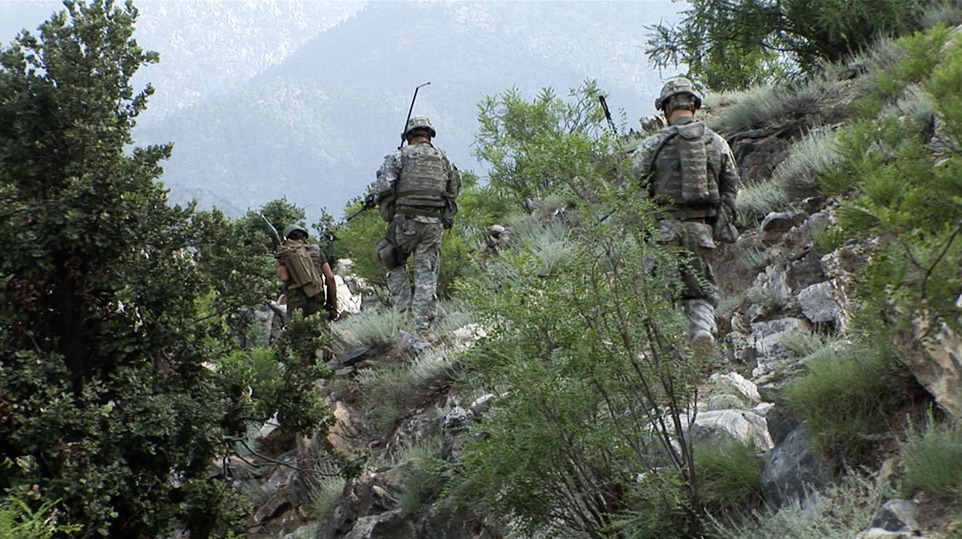 Soldiers from Second Platoon on patrol.Outpost Films