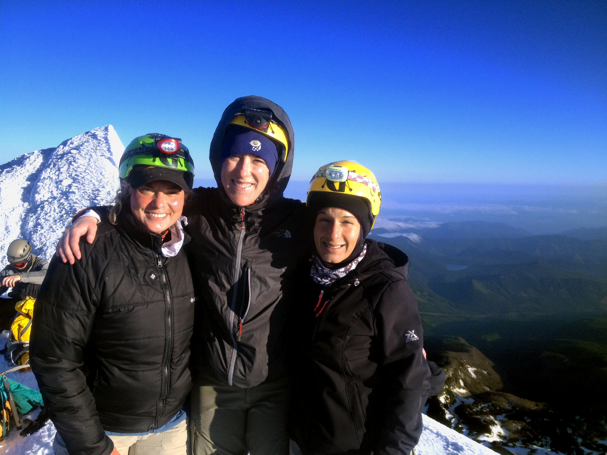 Kristy Olmstead (left) summited Mount Hood in June. This week she’ll take on Mount Rainier.