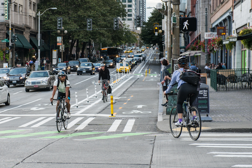 The planned expansions will dwarf the new 2nd Ave protected bike lane in comparison. Photo by Morgen Schuler