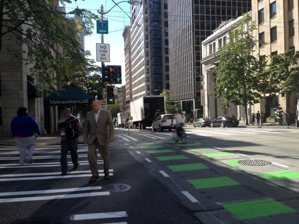 Improvements made to 2nd Ave to help w/ new bike lanes. Now
