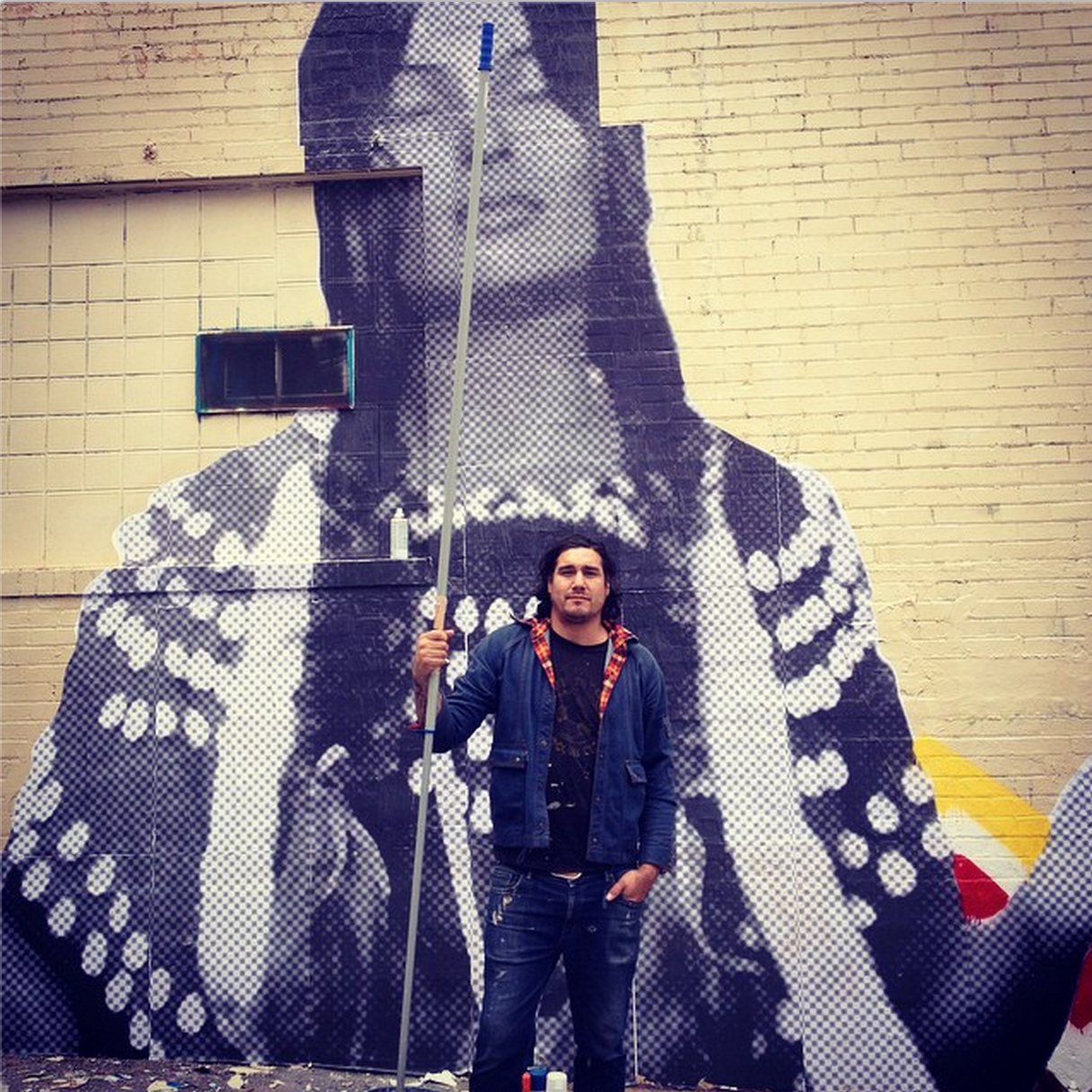 Cheyenne Randall completed the mural in one sitting with Santa Fe artist Jaque Fraqua. (Photo via Randall)