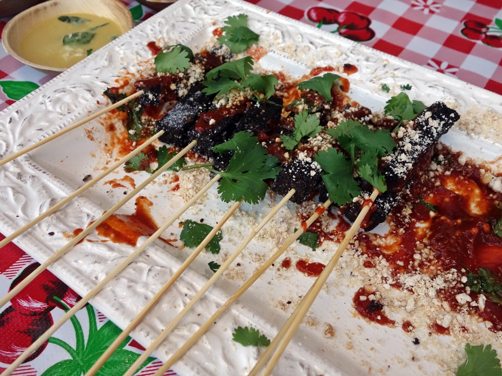 Blood popsicles with chili jam and peanut powder; Jay Friedman