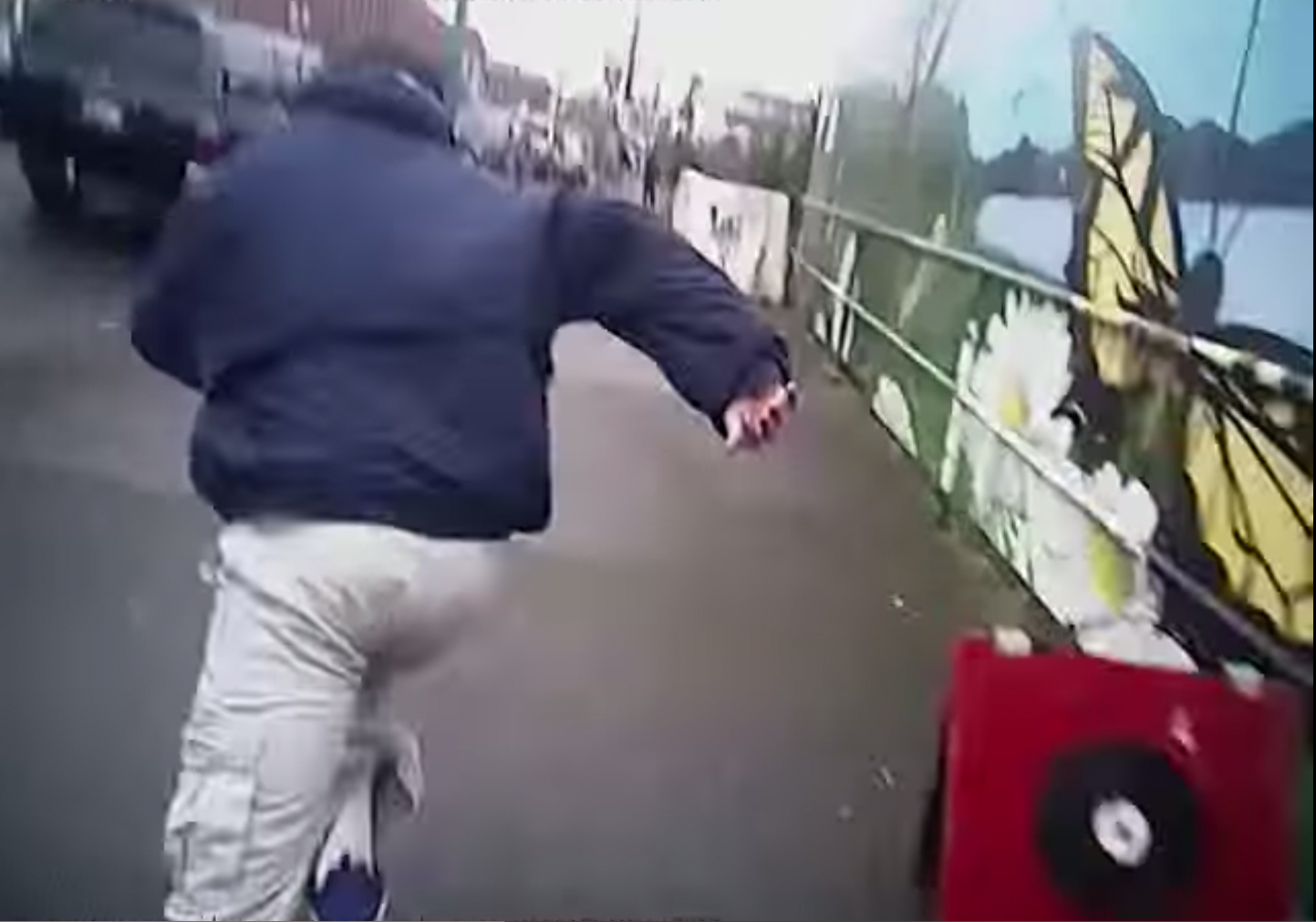 A Bellingham officer's body-cam captures a chase. Screen grab from Police Video Requests via YouTube
