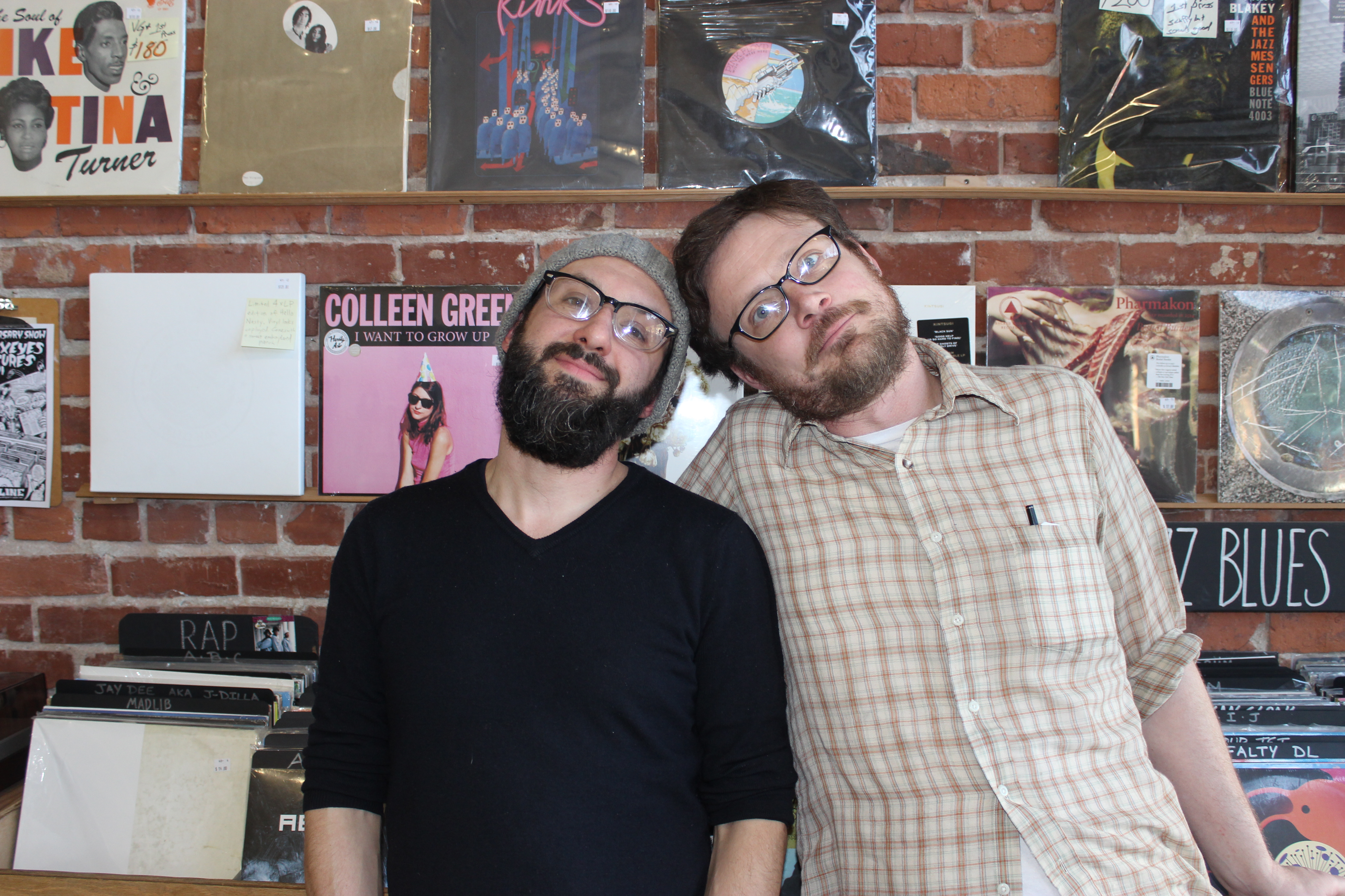 Spin Cycle owner Jason Grimes and veteran clerk Danny Noonan. Photo/GIFs by Kelton Sears